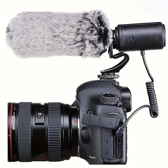 Cardioid Condenser Microphone For Camera Windscreen Muff Streaming Video Record